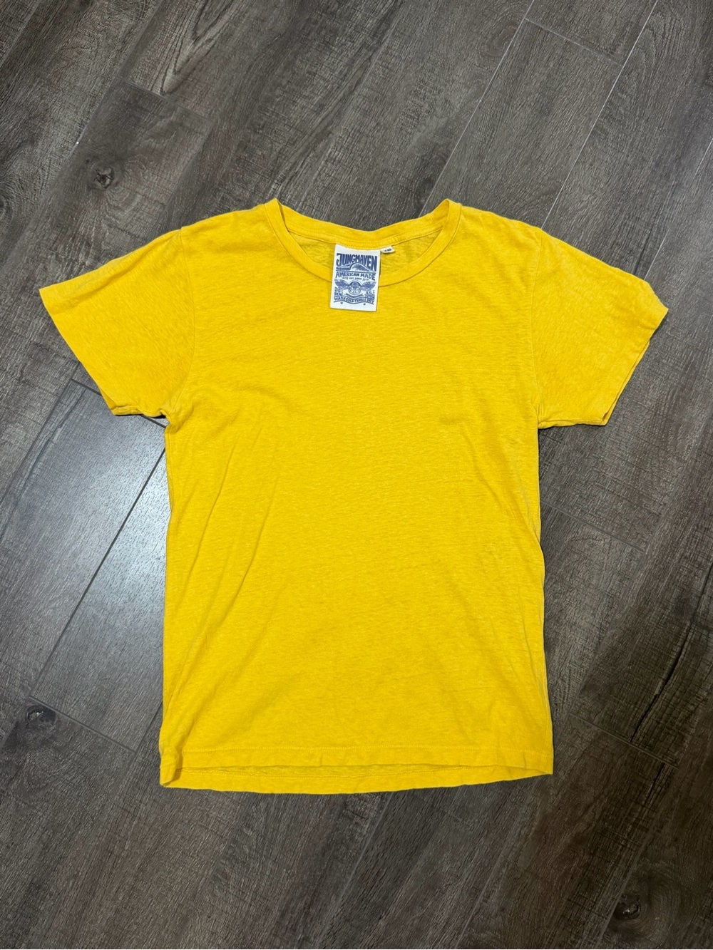 Jungmaven The Loral Tee - size XS - sunshine yellow